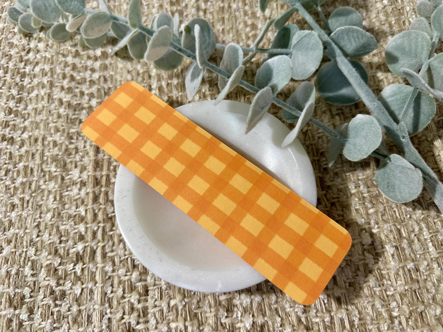 Orange Gingham Bookmark – Retro Checkered Pattern