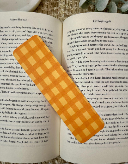 Orange Gingham Bookmark – Retro Checkered Pattern