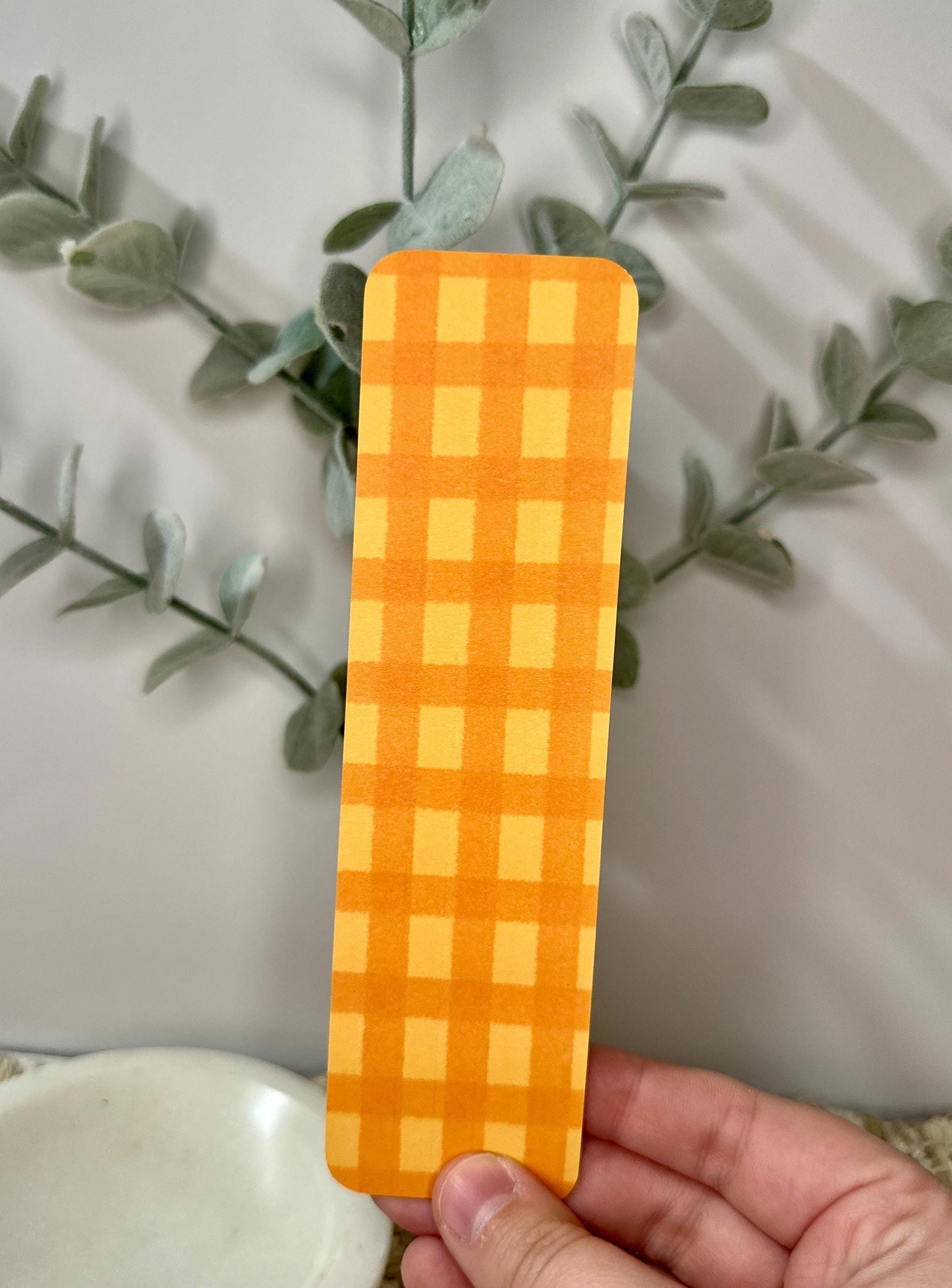 Orange Gingham Bookmark – Retro Checkered Pattern