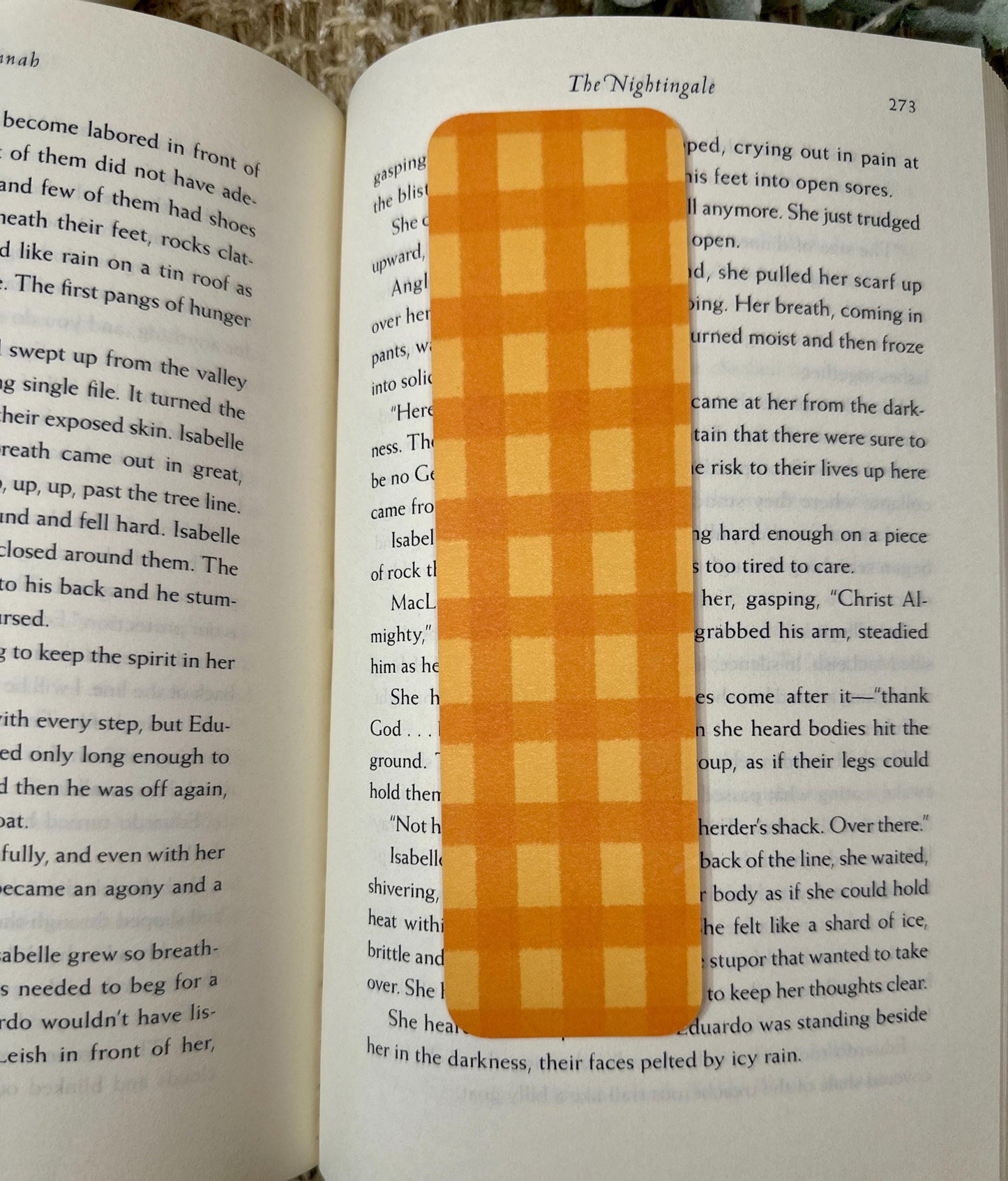 Orange Gingham Bookmark – Retro Checkered Pattern